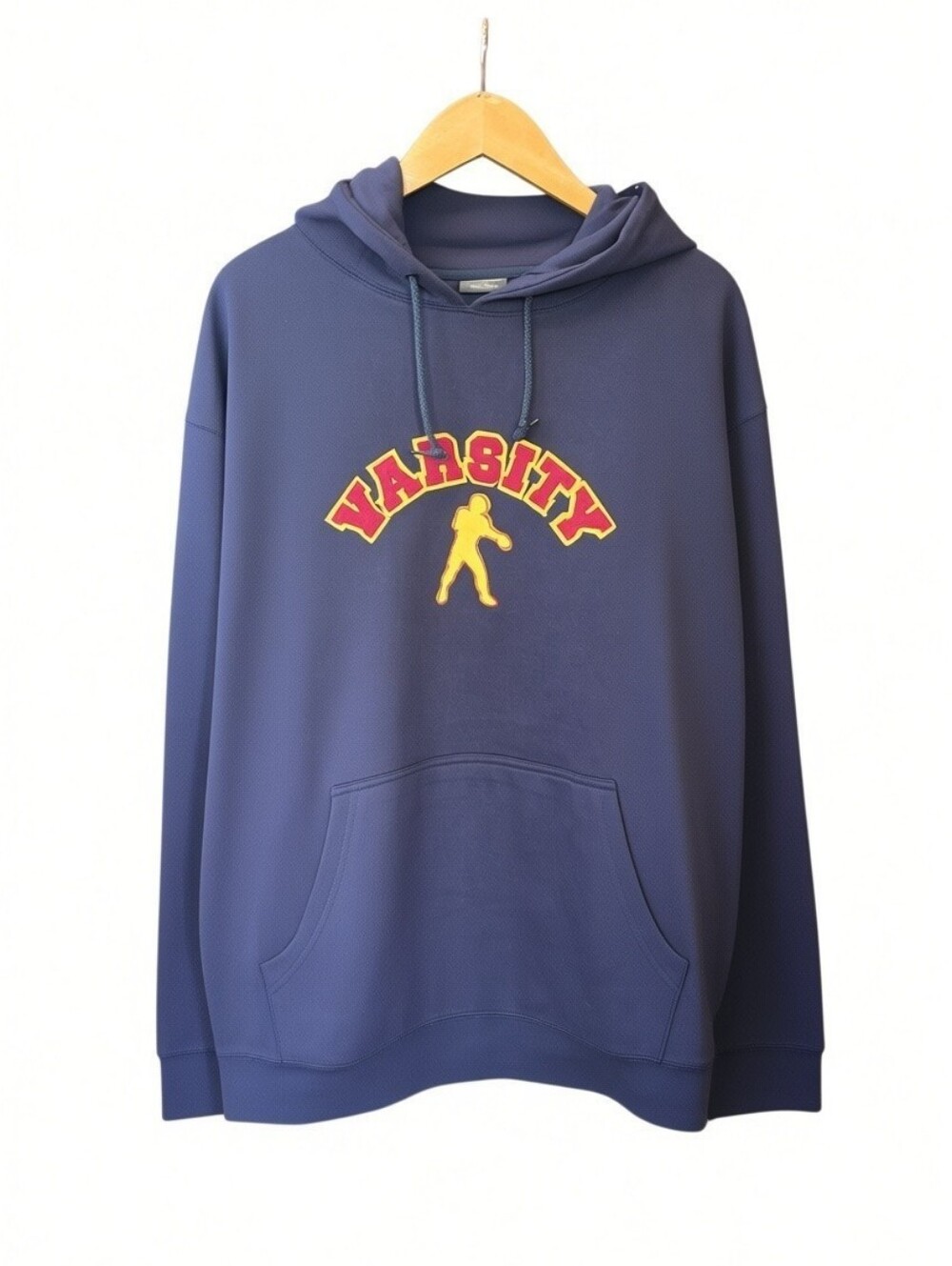 Pro Edge Varsity Dark Navy Blue Long Sleeve Hooded Sweatshirt XL